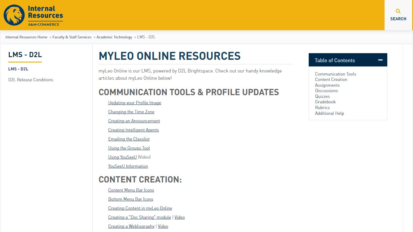 myLeo Online Resources - Texas A&M University-Commerce